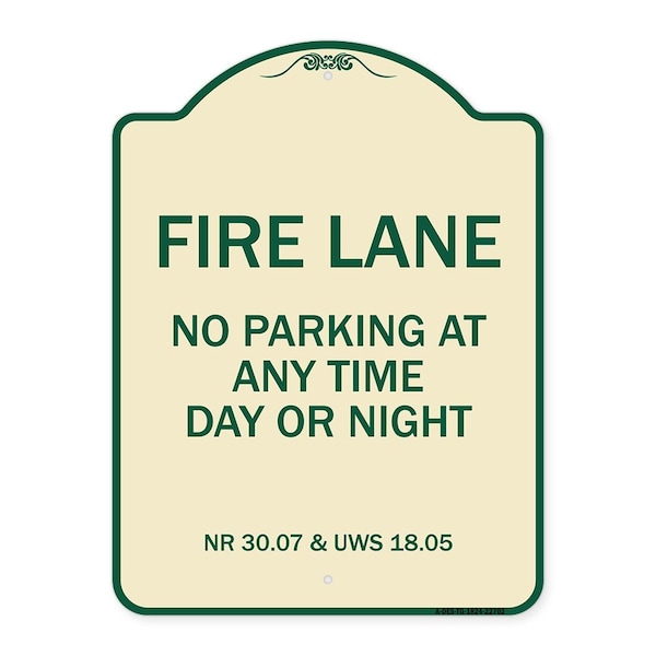 Wisconsin Fire Lane No Parking Anytime Day or Night Heavy-Gauge Alum Sign, 24" x 18", TG-1824-22702